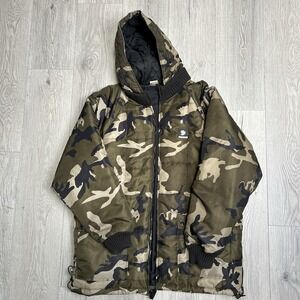 Vintage Y2K State Property Puffer Jacket Mens Green Hooded Camo Size L Rocawear